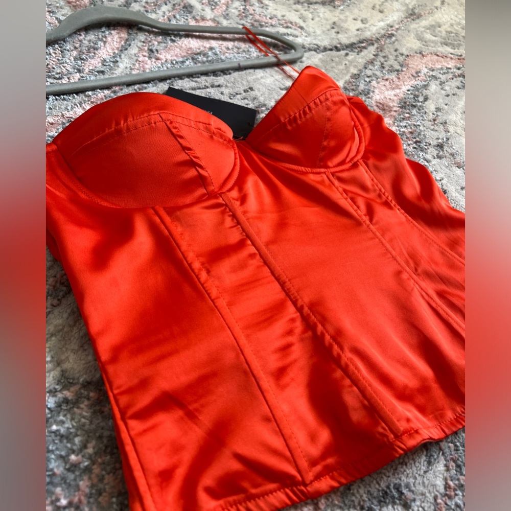 Strapless push up corset : orange size medium